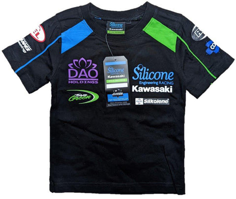 T-SHIRT Kawasaki Racing Team Bike MotoGP BSB Childrens Tee NEW! Kids Black 3-4