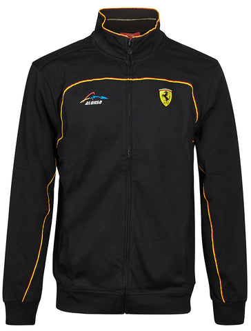 Sweatshirt Alonso Full Zip Mens Ferrari Team Formula One 1 Black Collar NEW! XXL
