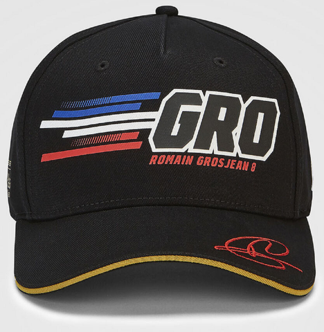 CAP Formula One 1 Haas F1 Team Racing Driver New! Romain Grosjean No.8 Black Hat