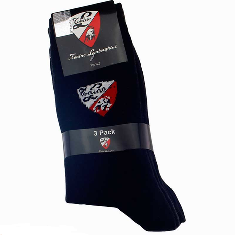SOCKS 3 Pack Gift Tonino Lamborghini Black Men Gift Idea For Him EU 39/42 UK 6-9