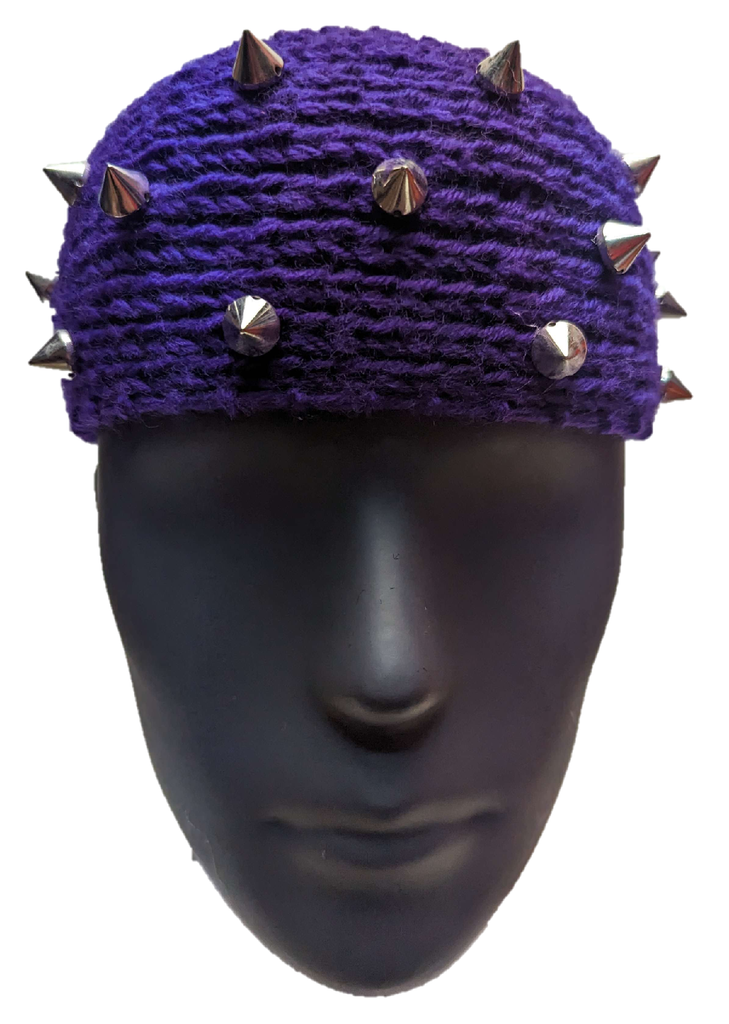 HEADBAND Purple Spike Sweatband Crochet Head Punk Warm Winter Gift