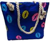 ** BAG Zip Carrier Shopping Holiday Beach Large Tote Strong Lined Royal Blue NEW