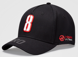 CAP Formula One 1 Haas F1 Racing Driver New! Grosjean No.8 Black Hat Embroidered