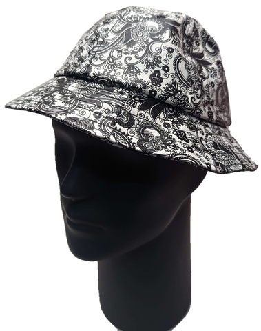 ** HAT Paisley Print Bucket White Festival Summer Sun Protection NEW! SF109040