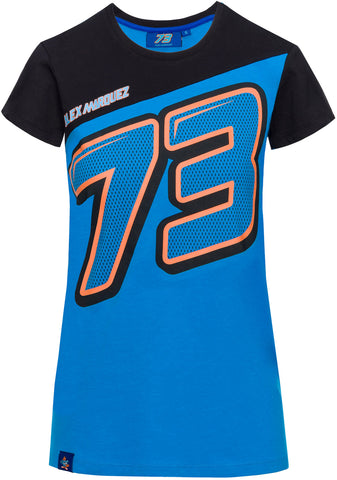 T-SHIRT Women Honda Tee Bike Ladies MotoGP Alex Marquez 73 Motorcycle NEW Blue L