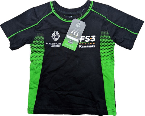 T-Shirt FS-3 Kawasaki Racing Bike MotoGP BSB Kids Tee Black