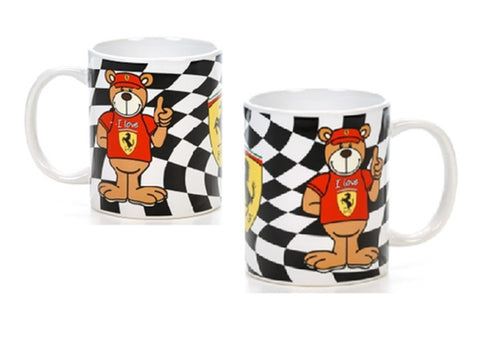 MUG Ferrari Racing Teddy NEW! Formula One 1 F1 Chequered Flag Comes in Gift Box