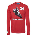 T-SHIRT 3501-07 Longsleeve  Bike MotoGP Kevin Schwantz 34 NEW! Red