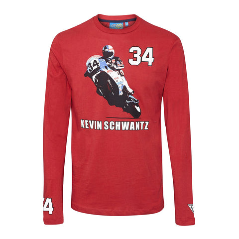 T-SHIRT 3501-07 Longsleeve  Bike MotoGP Kevin Schwantz 34 NEW! Red Small