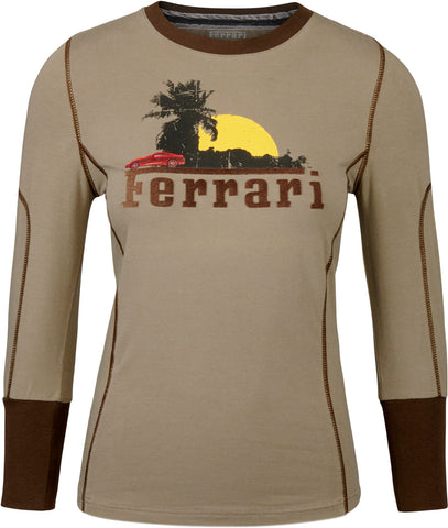 T-SHIRT Ferrari 599 GTB Fiorano Khaki Green Longsleeve NEW! Ladies Khaki Womens'