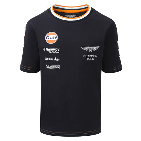 T-SHIRT Kids Aston Martin Racing Team Le Mans Gulf Navy Child Sportscar NEW! XXL