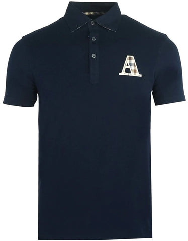Aquascutum London Casual Poloshirt Check Embroidered - Black - Size: Mens