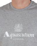 T-SHIRT Aquascutum London Casual Mens Tee Logo Print NEW! Grey