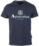 T-SHIRT Aquascutum London Casual Mens Tee Logo Print NEW! Navy Blue