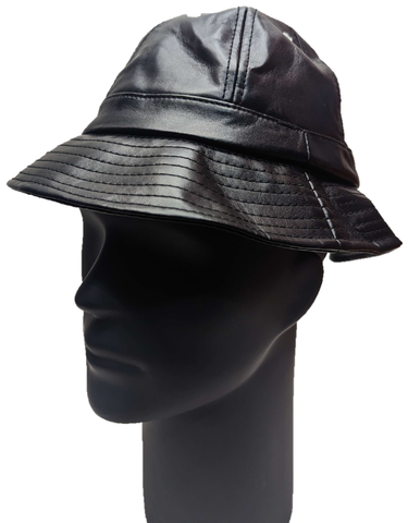 ** HAT Bucket Plain Black PU Festival Summer Sun Protection NEW! SF102002