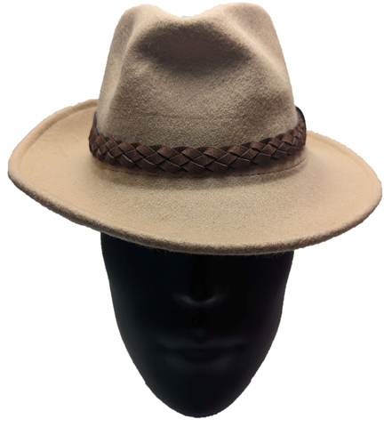 ** HAT Brown Fedora Wool Fashion Braided Band Summer Sun Protection NEW TH02302