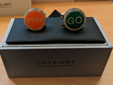 CUFFLINKS Various Designs MotorsportMerch Gift Box NEW! - CK907 STOP / GO