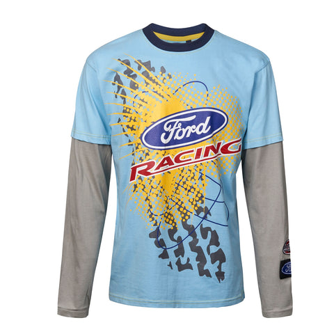 T-Shirt Adult Rally Cross Longsleeve OMSE Ford Fiesta Extreme NEW Blue Grey
