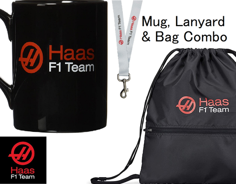 BAG MUG LANYARD Combo Rucksack Cup NeckStrap Haas Formula One 1 Racing Team New!