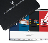 SOCKS Pack of 4 Helmet Heel Tread Cotton Motorsports Gift Box Men NEW 7½-11½ UK