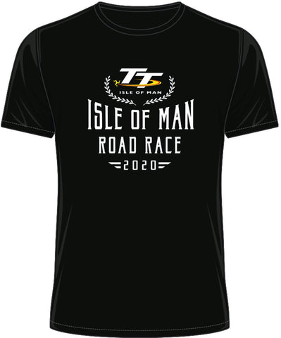 T-Shirt IOM TT Motorcycle Races Bike Isle of Man NEW! Laurels Black Tee S