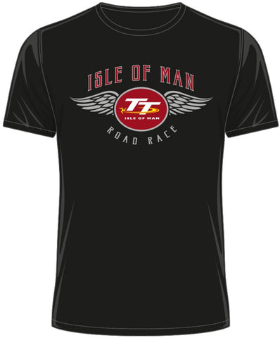 T-Shirt IOM TT Motorcycle Races Bike Isle of Man NEW! Wings Black Tee XL