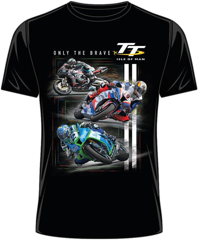 T-Shirt IOM TT Motorcycle Races Bike Isle of Man NEW! Brave Black Tee