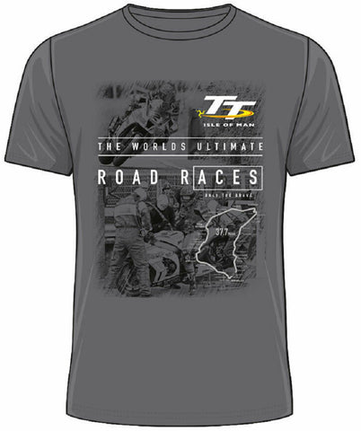 T-Shirt IOM TT Motorcycle Races Bike Isle of Man NEW! Pits Grey Tee S