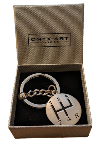 KEYRING Onyx Art 1" Circular Gear Stick Shift Classic Original Key Ring NEW!