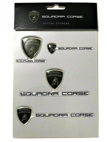 * STICKERS 3D Decals Lamborghini Automobili Squadra Corse OFFICIAL Pack of 4 NEW