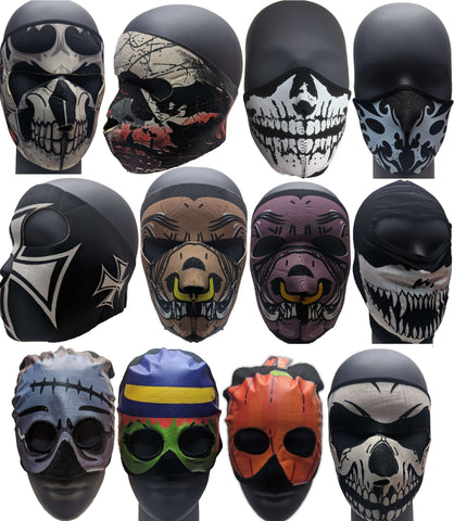 FACEMASKS x 24 Printed Halloween Job Lot Wholesale Nasty Scary Spooky Masks NEW!