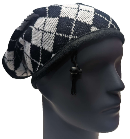 * HEADBAND Argyle Design Black White Multifunctional Neck Tube Hat NEW! W71069