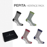 SOCKS Pack of 4 Pepita Heel Tread Cotton Motorsports Gift Box Men NEW 7½-11½ UK
