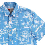 SHIRT Mens Shortsleeve Hawaiian Style Tropical Print 100% Cotton NEW! Blue