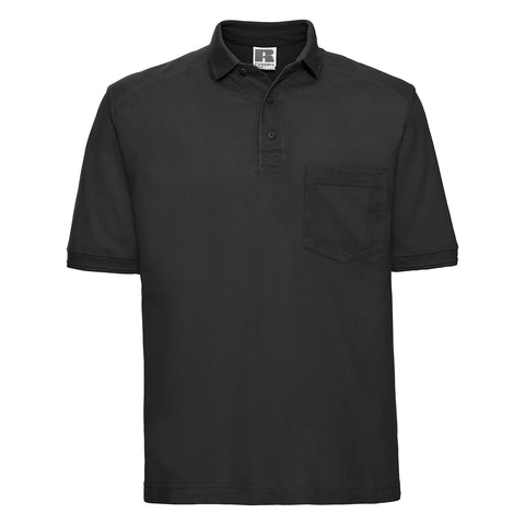 POLO T-Shirt Russell Heavy Duty Cotton Pique Poloshirt Work Golf R011M Black S