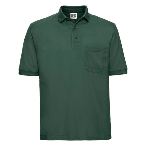 POLO T-Shirt Russell Heavy Duty Cotton Pique Poloshirt Work Golf R011M Green XS