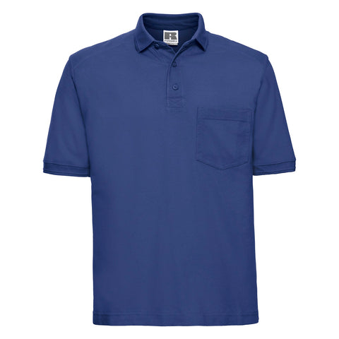 POLO T-Shirt Russell Heavy Duty Cotton Pique Poloshirt Work Golf R011M Blue XS