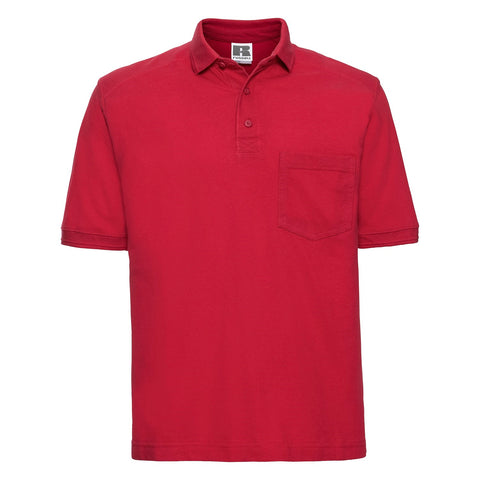 POLO T-Shirt Russell Heavy Duty Cotton Pique Poloshirt Work Golf R011M Red XS