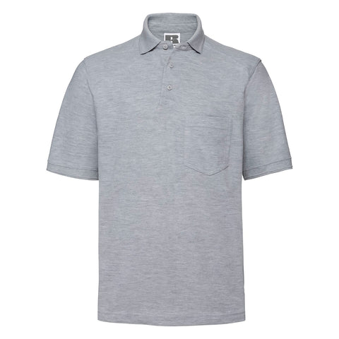 POLO T-Shirt Russell Heavy Duty Cotton Pique Poloshirt Work Golf R011M Grey S