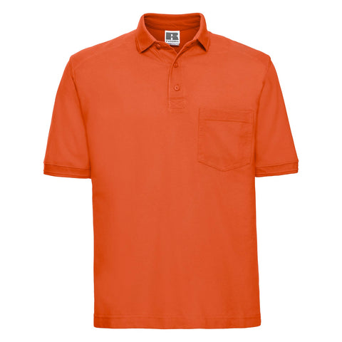 POLO T-Shirt Russell Heavy Duty Cotton Pique Poloshirt Work Golf R011M Orange L