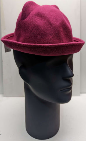 ** HAT Bowler Dark Pink 100% Wool Festival Summer Sun Novelty NEW! RB002009