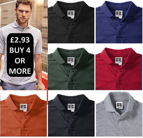 POLO T-Shirt Russell Heavy Duty Cotton Pique Poloshirt Work Golf R011M