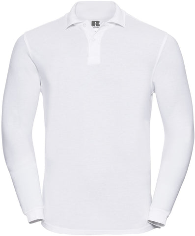 POLO T-Shirt Russell Heavy Cotton Pique Poloshirt R569L Long Sleeve White XS