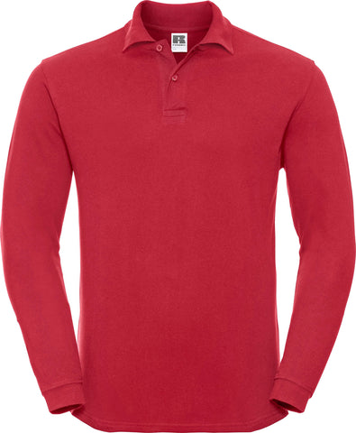 POLO T-Shirt Russell Heavy Cotton Pique Poloshirt R569L Long Sleeve Red L