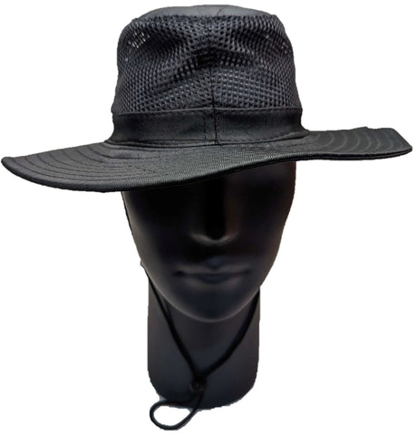 ** HAT Wide Brim Lightweight Safari Unisex Festival Summer Black NEW! SF001007