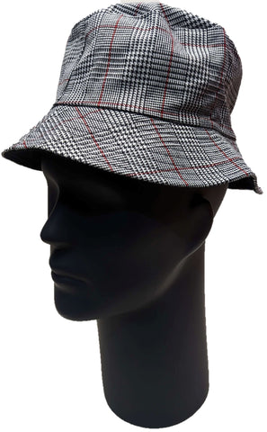 ** HAT Bucket Grey Check & Black Reversible Festival Summer Sun NEW! SF1000019