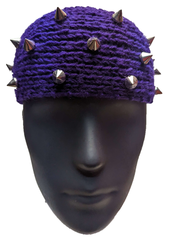 * HEADBAND Purple Spike Sweatband Crochet Head Punk Warm Winter Gift NEW! W51016