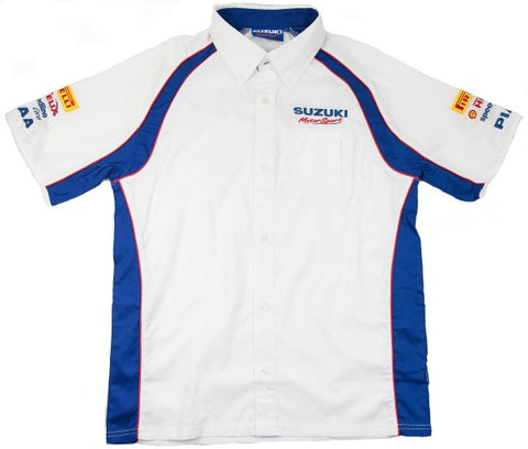 RACE SHIRT Suzuki Motorsport Team NEW Sponsor Shortsleeve White & Blue Small