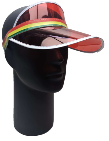 CAP Visor Red Green Gold Stripes Premium Unisex One Size Summer Sun Shade NEW!