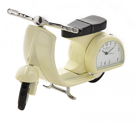 CLOCK Vespa Cream Miniature Timepiece Moped Collectable Classic New! Souvenir